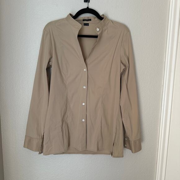 Theory Bundle of 2 Shirts, Cotton Blend, Grey/Tan Button Ups, Large - Picture 8 of 12